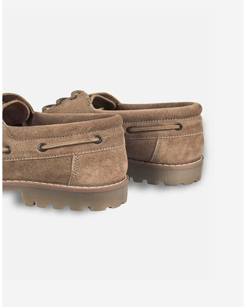 Thomas Crick White Cape Suede Boat Shoes With Cleated Sole for men