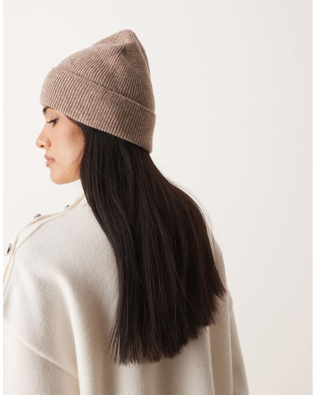 ASOS Natural – wollmütze aus feinstrick