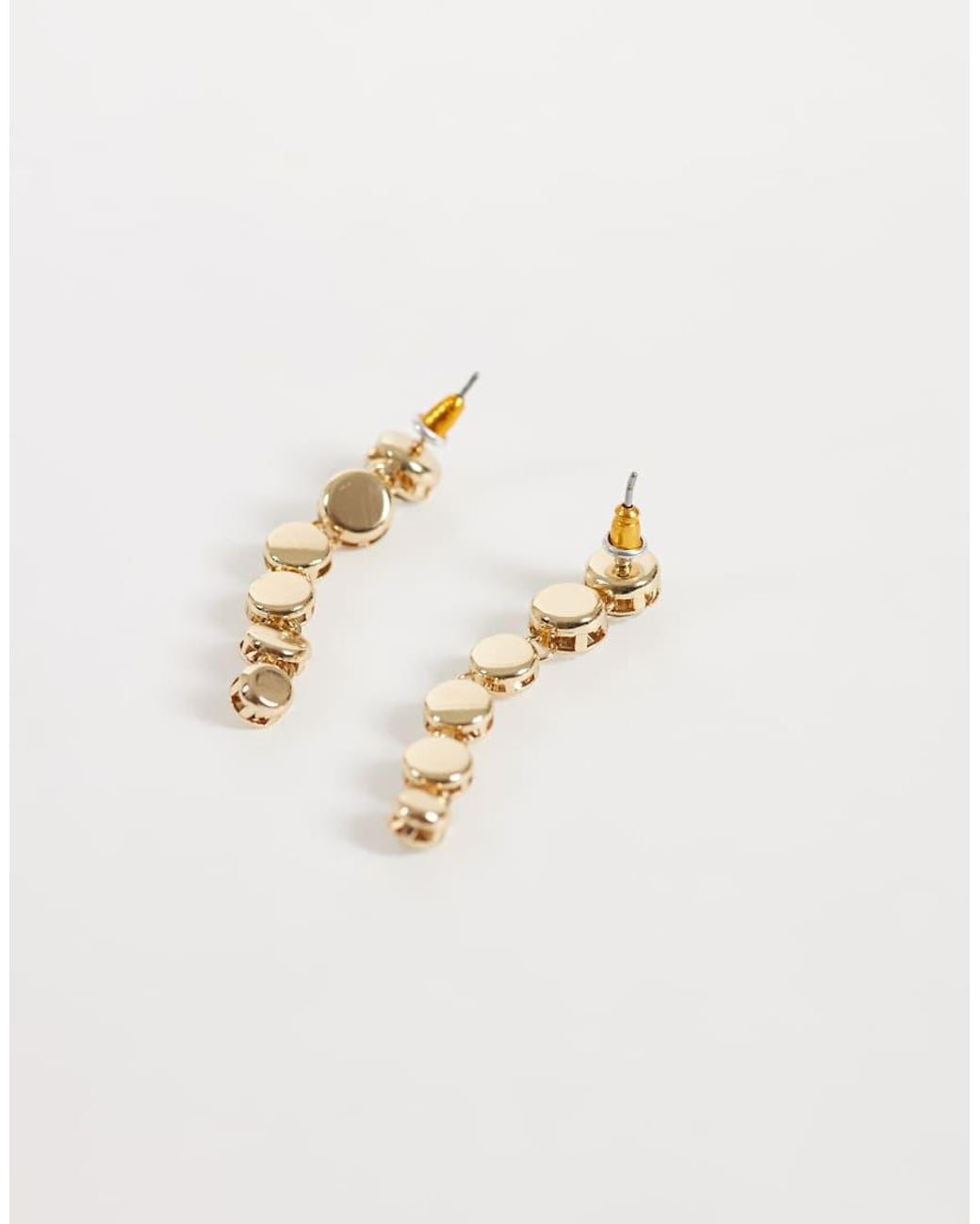 Accessorize White Bezel Crystal Long Drop Earrings