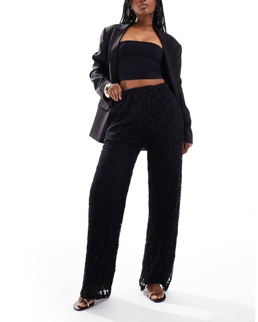 Threadbare Blue Thredbare Wide Leg Lace Pants