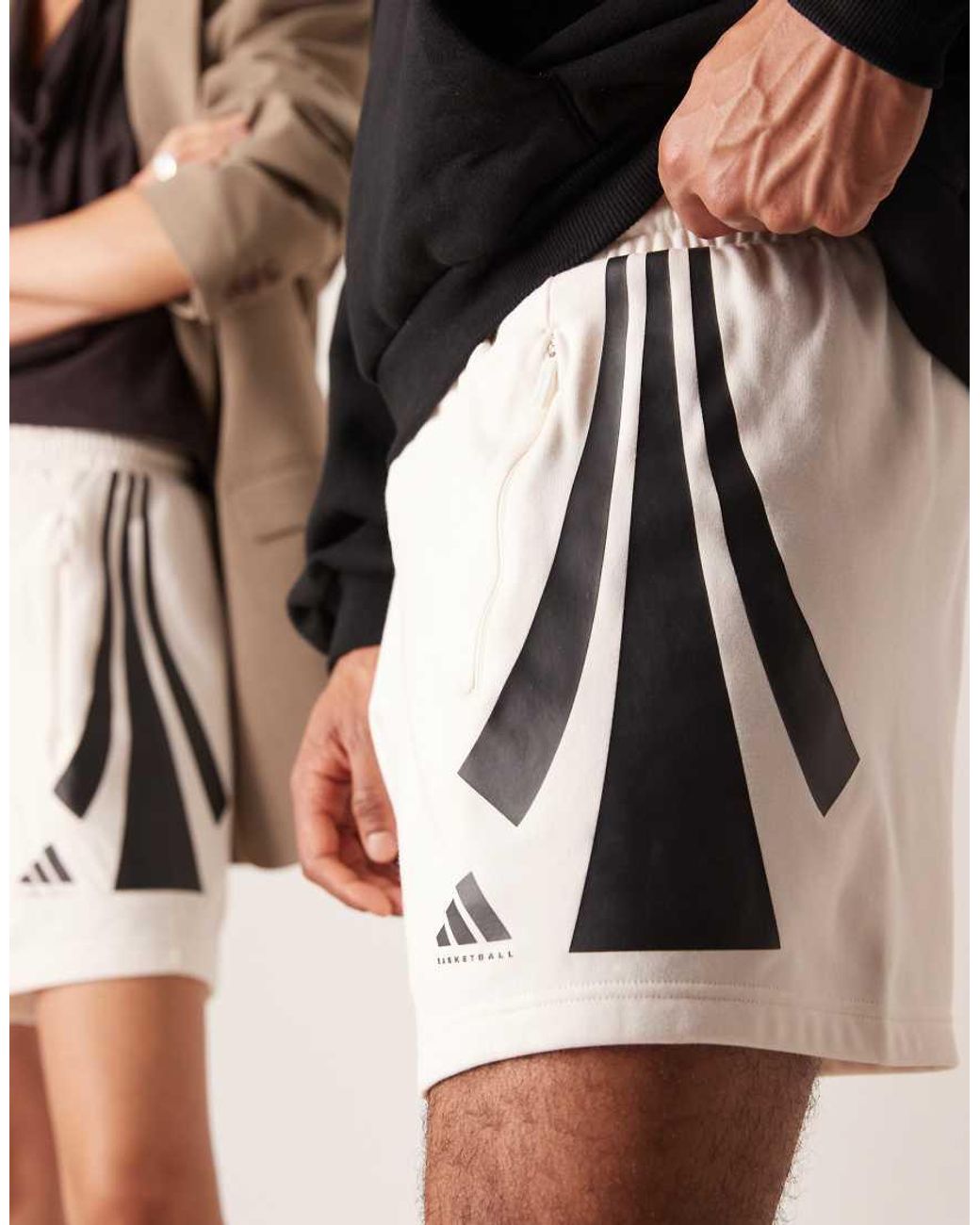 Adidas Originals Black Adidas Basketball Three Stripe Shorts for men