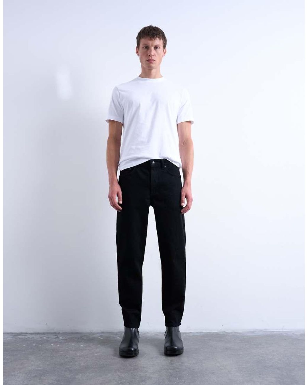 Topman Blue Rigid Taper Jeans for men