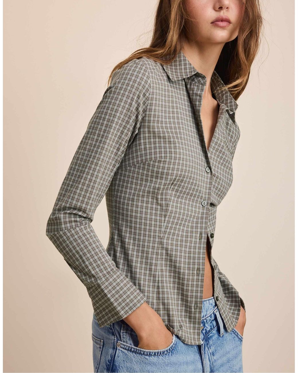 Stradivarius Blue Basic tailliertes hemd