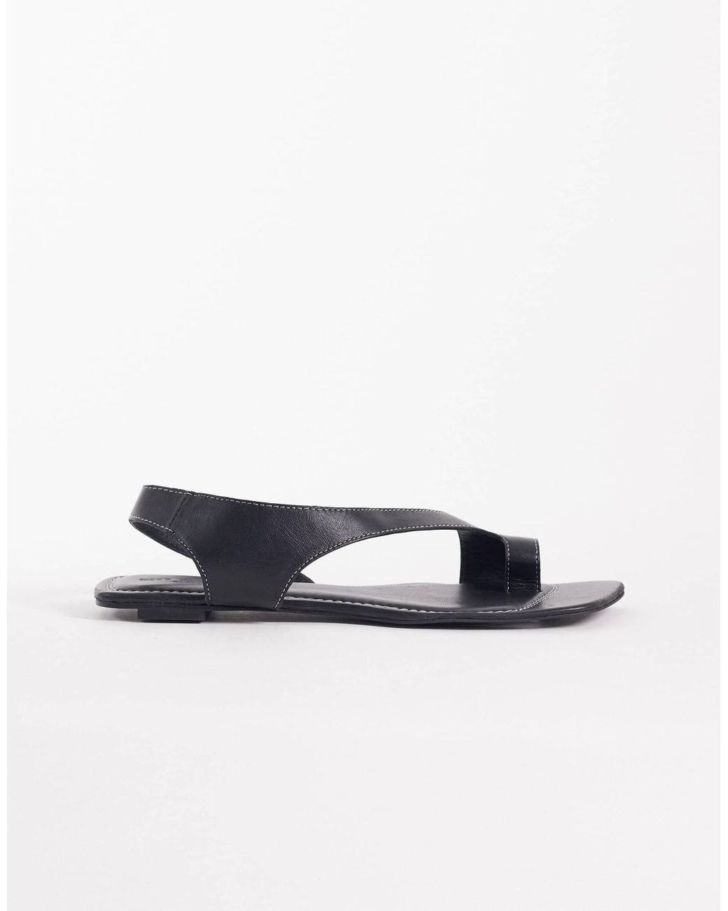 ASOS Blue Francesca Premium Minimal Clean Toe Loop Flat Sandal