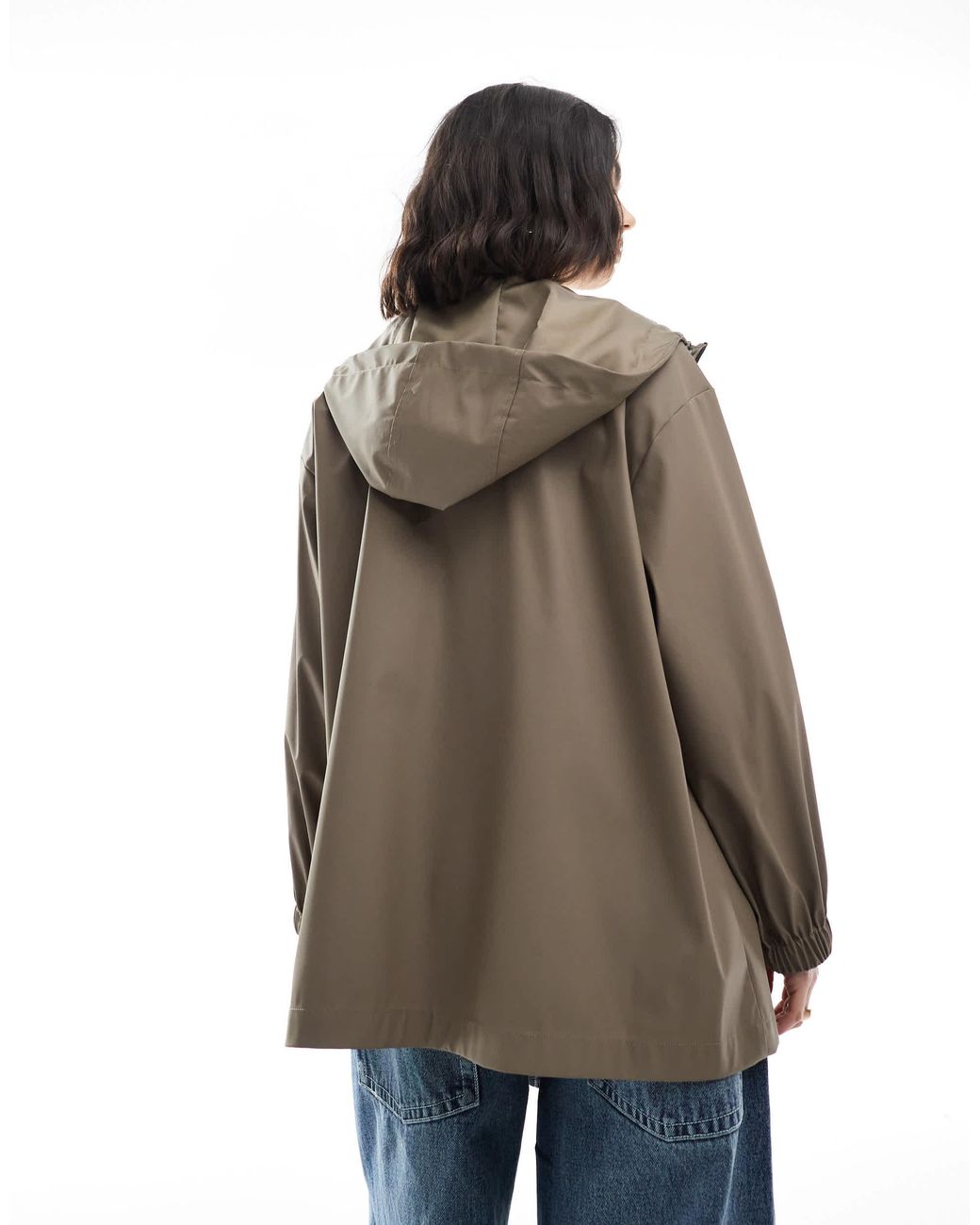 ASOS Blue Mid Length Rubberised Rain Jacket
