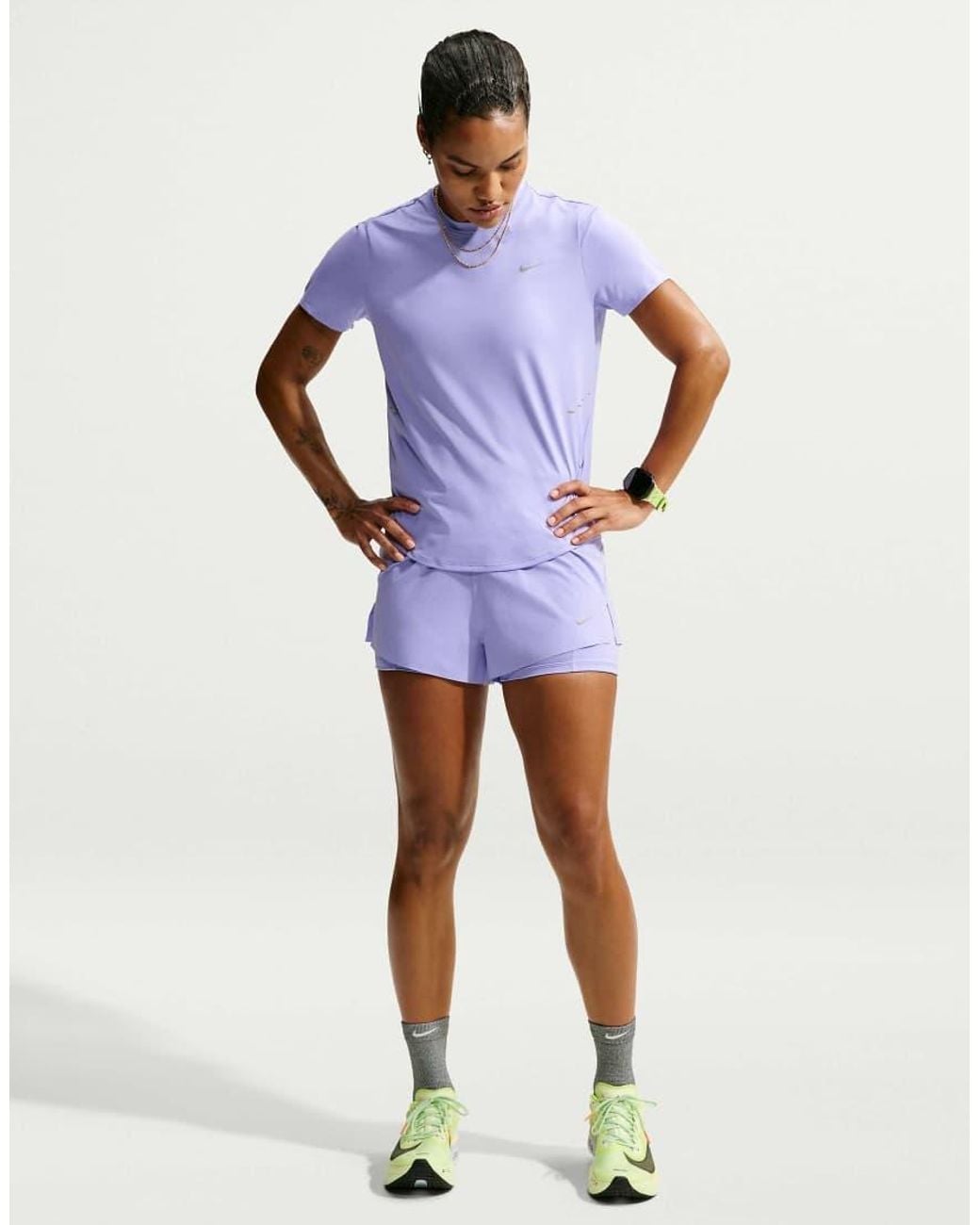 Nike Blue Swift Dri-fit Mid-rise 2-in-1 Shorts