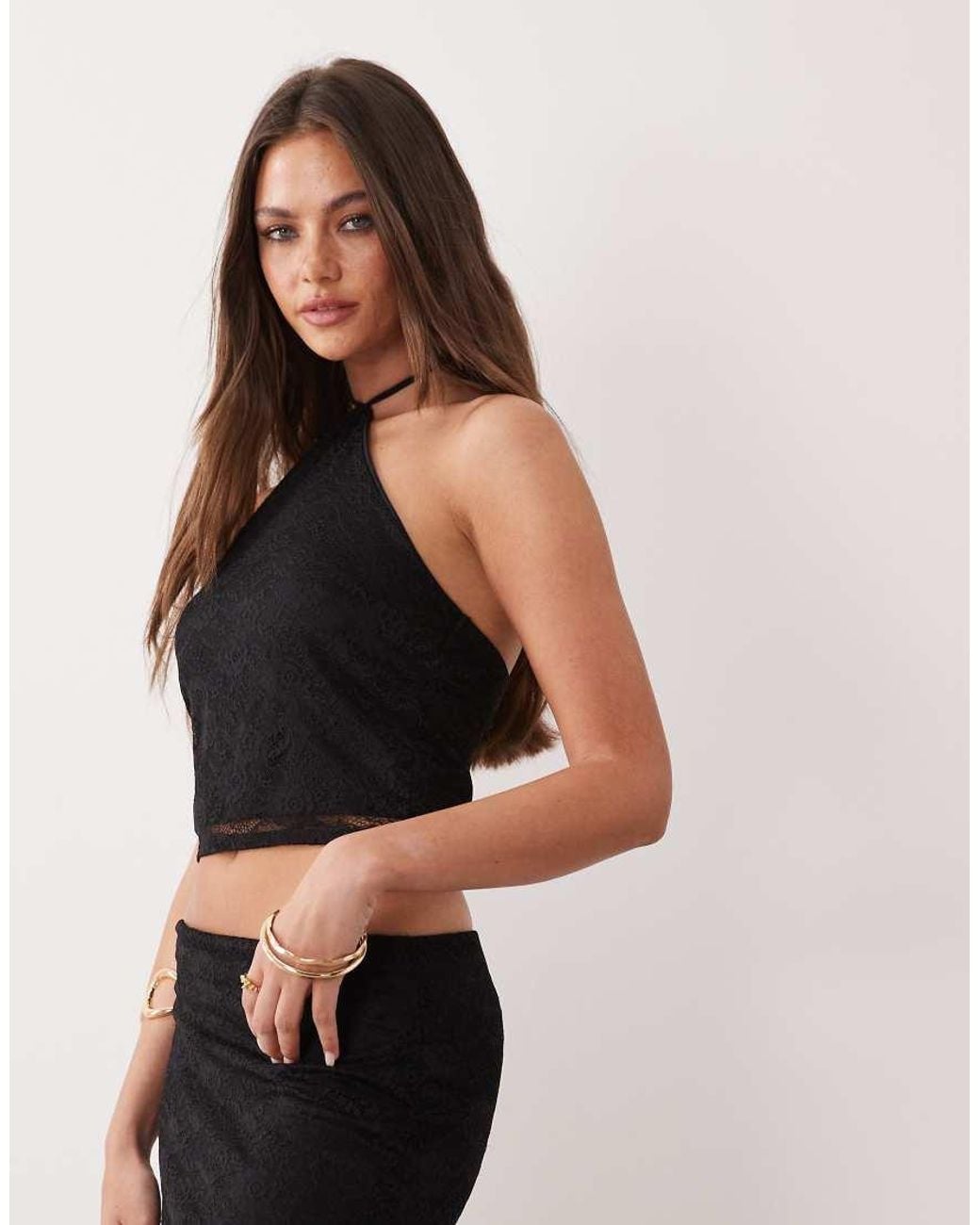 ASOS White Co-ord Lace Halter Neck Top