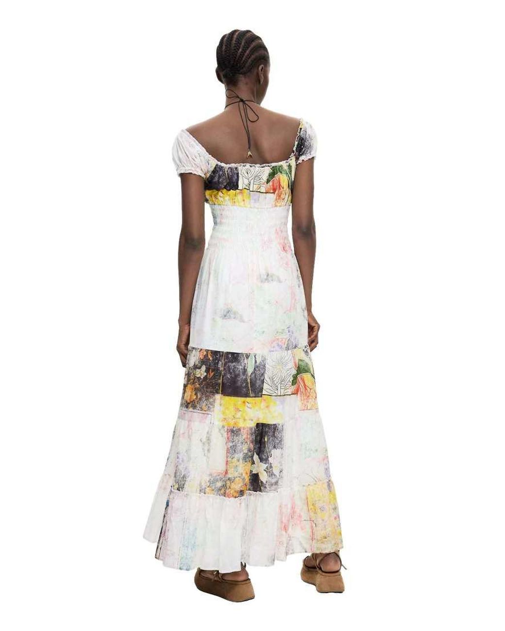 Desigual White Short Sleeve Dress 100% Cotton