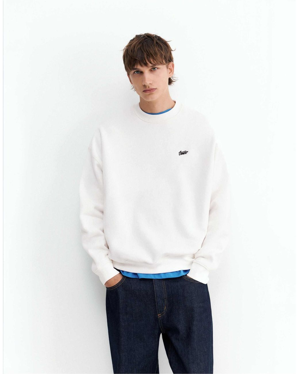 Pull&Bear Boxy sweatshirt in White für Herren