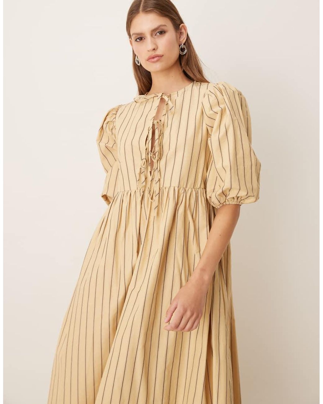 Glamorous Natural Tie-Front Midi-Dress