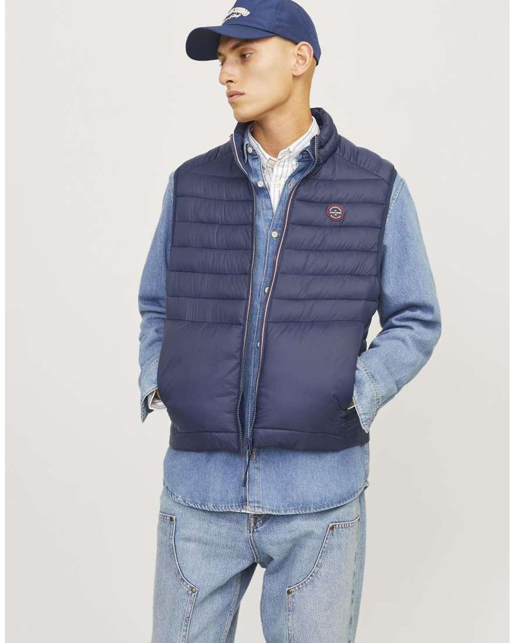 Jack & Jones Blue Puffer Gilet for men