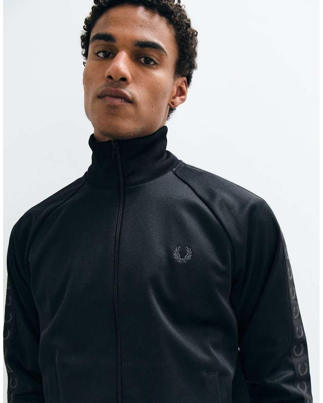 Fred Perry Blue Co-ord Contrast Taped Zip Through Logo Track Jacket for men