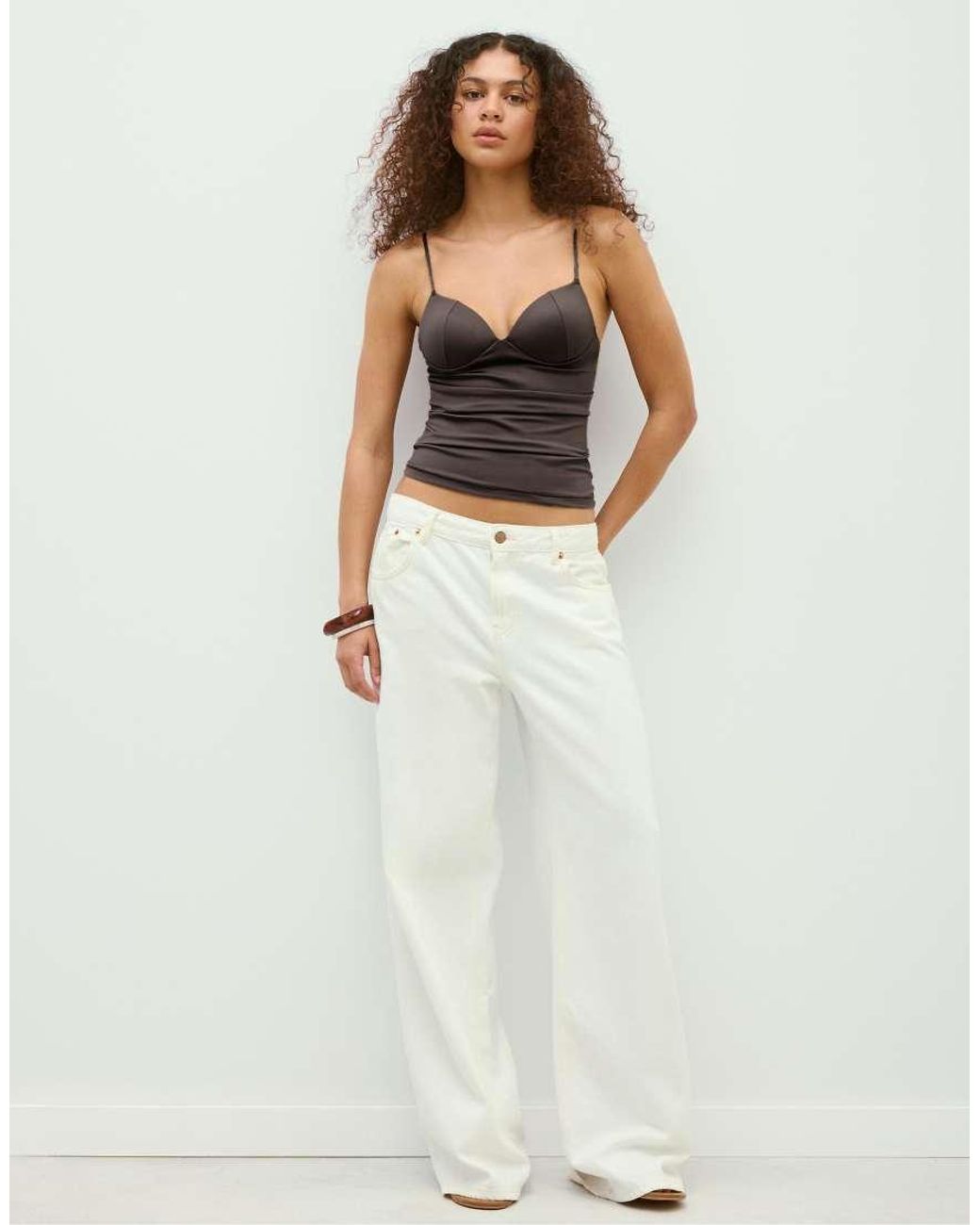 Stradivarius Black Corsetry-Inspired Top