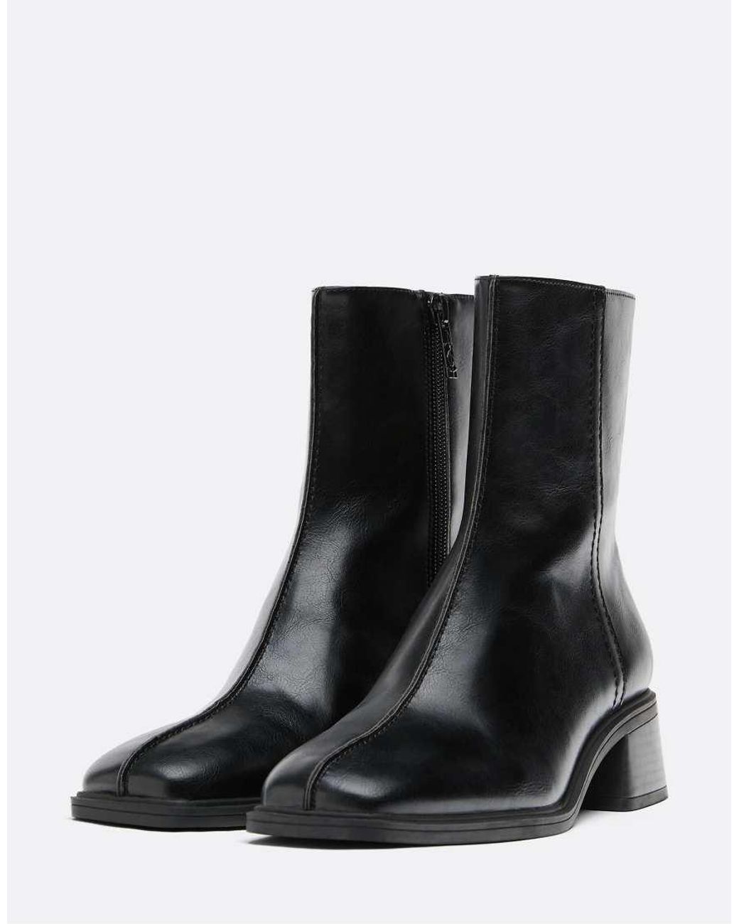 Stradivarius Black Stretch Heeled Boots