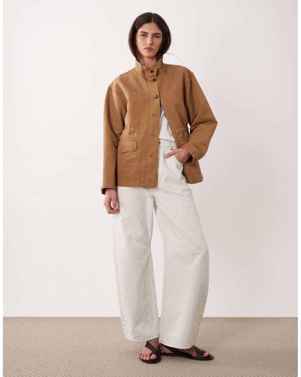 ARKET Brown Linen Mix Washed Overshirt With Front Pockets