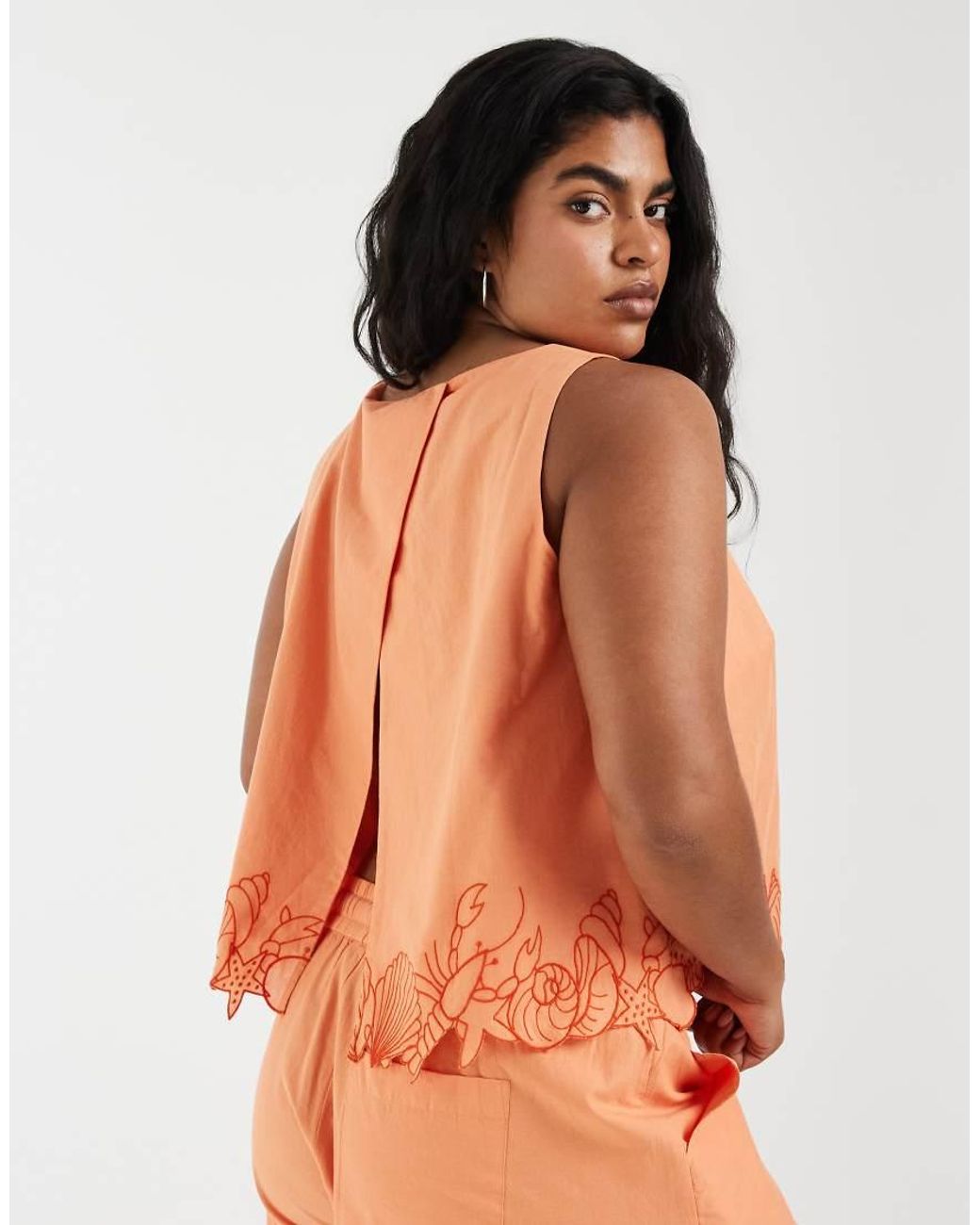 Vero Moda Orange Sleeveless Cropped Top Co-ord