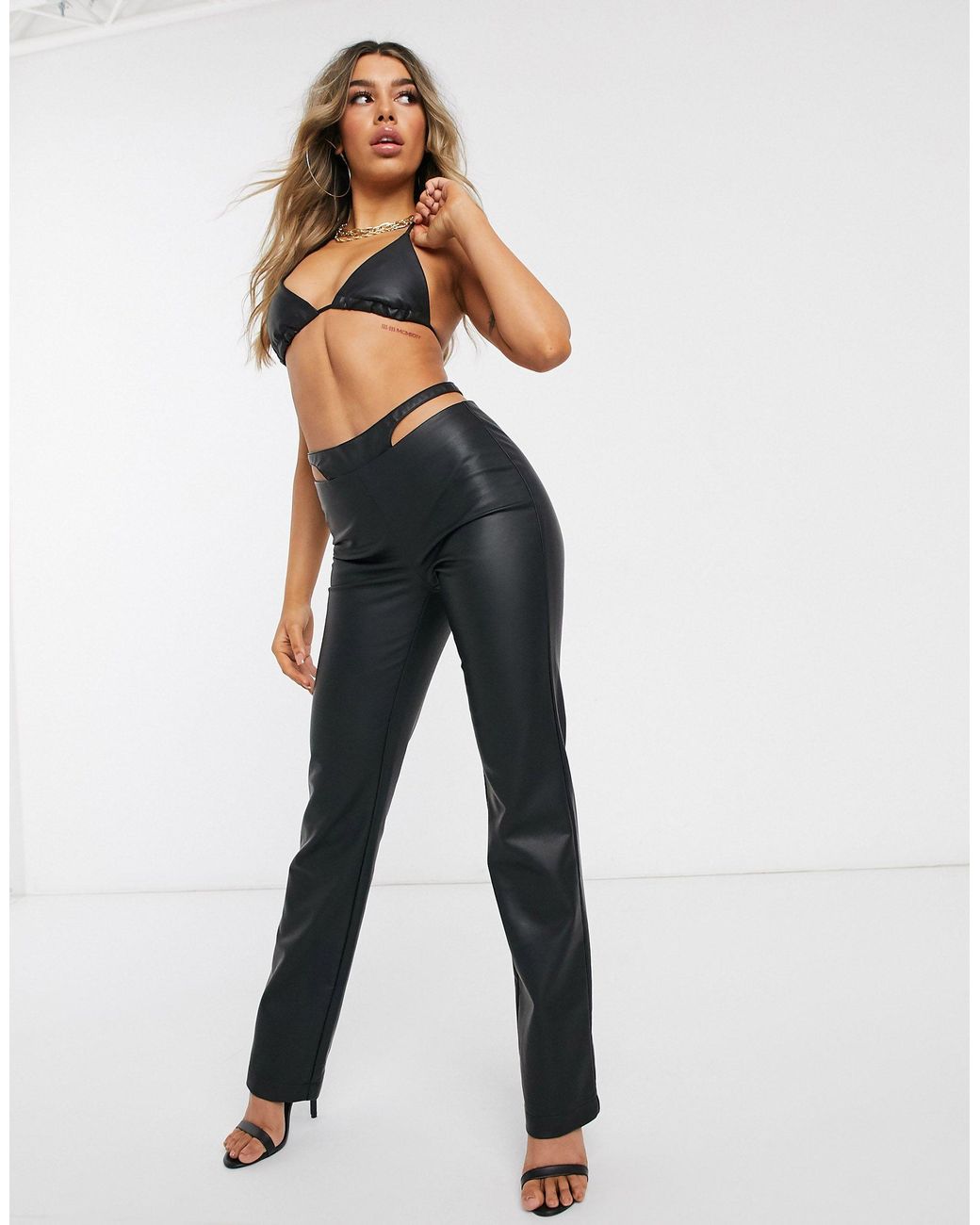 ASOS Synthetic Thong Detail Pu Slim 