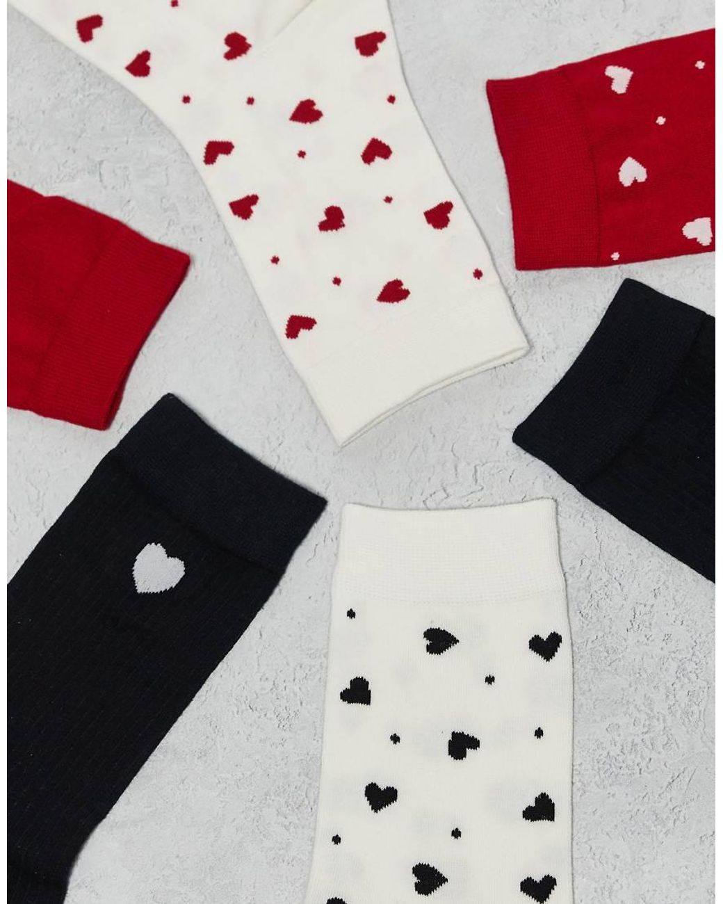 Lindex Red 7 Pack Heart And Dot Printed Socks