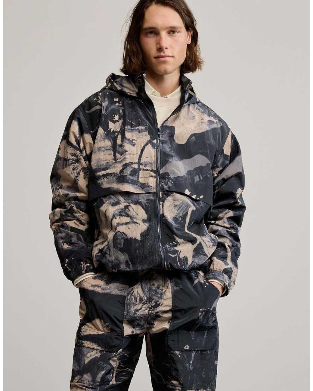 Desigual Gray Printed Long Trousers for men