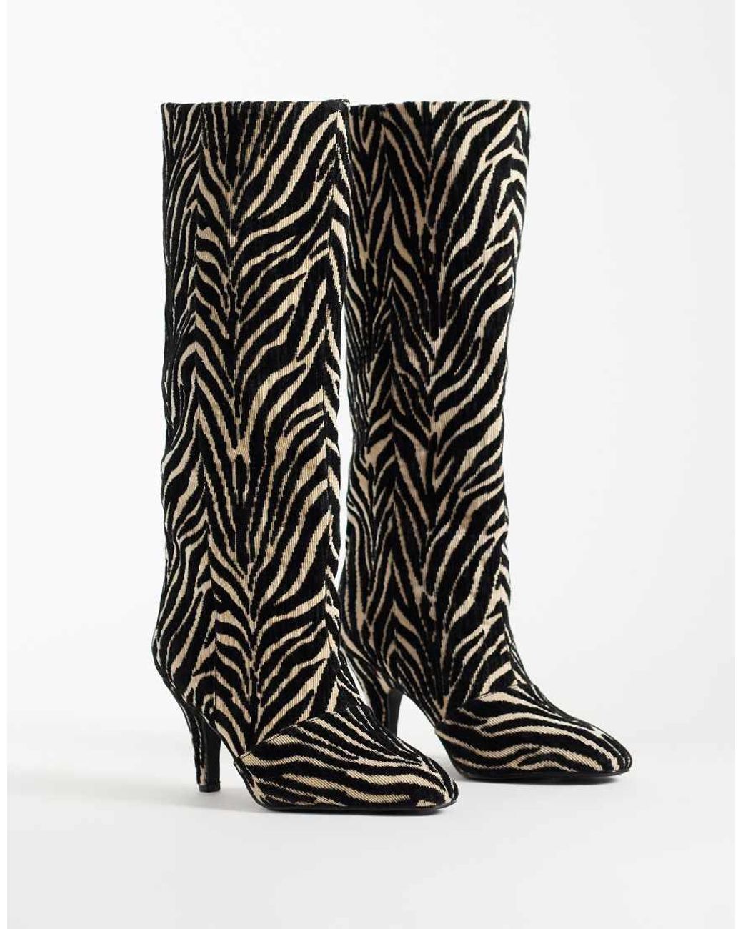 ASOS White Contessa Cone Heel Slouch Knee Boots