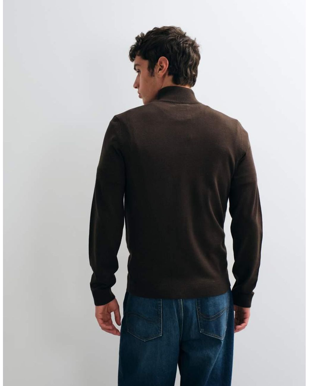 New Look Black 1/4 Zip Funnel Neck Jumper for men
