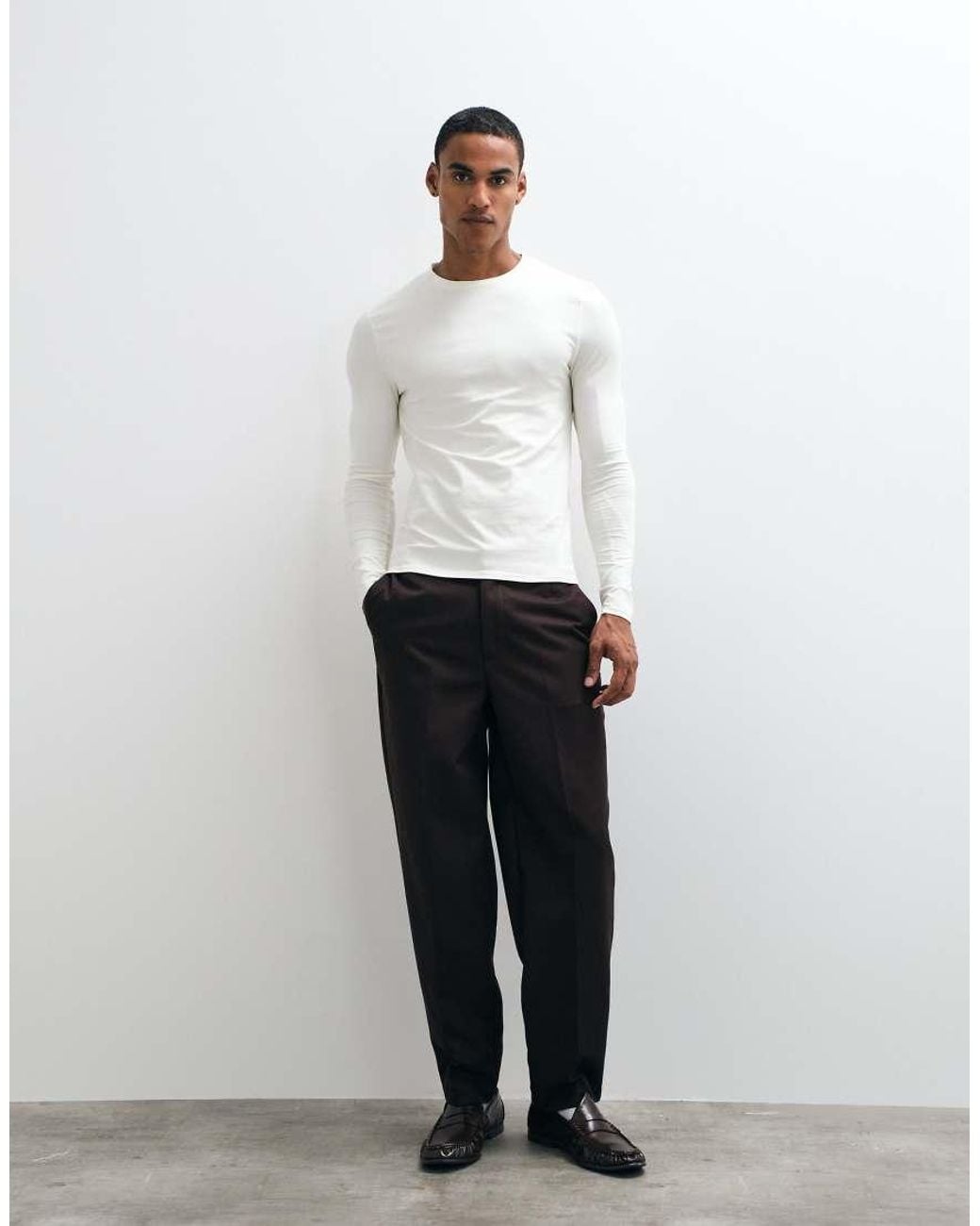 ASOS White Essentials Muscle Fit Long Sleeve T-Shirt for men