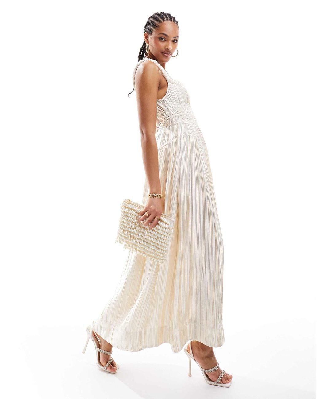 knee length dresses for ladies Declan Satin Pleated Dress