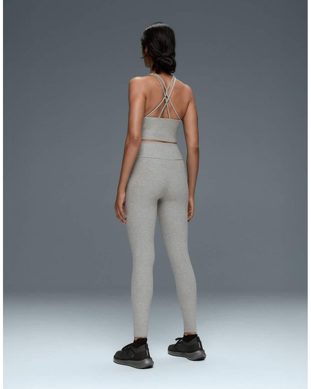 Oysho Gray Comfortlux High-Waisted Ankle-Length Heathered Leggings