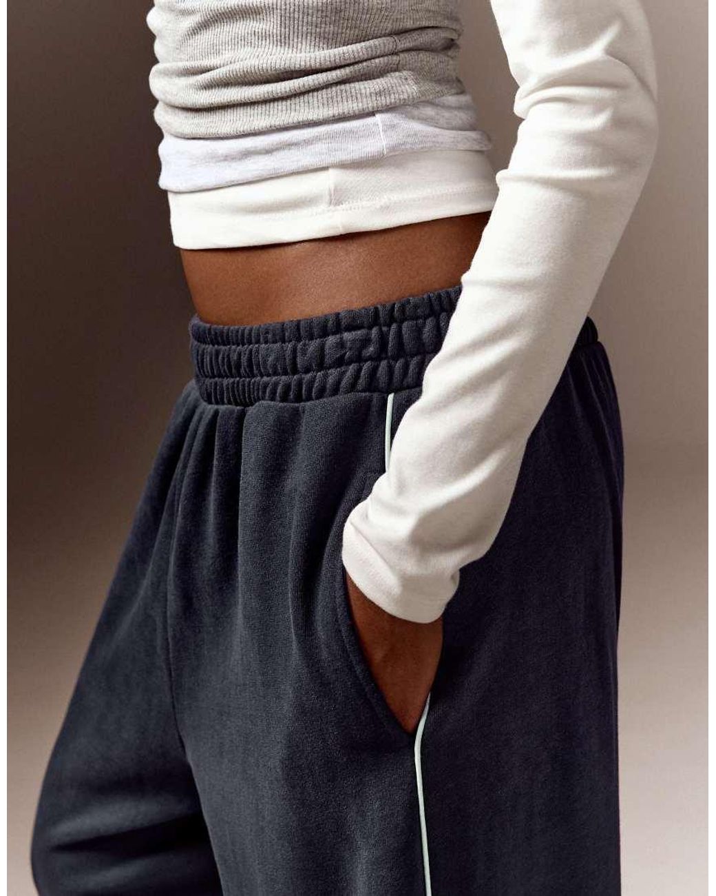 Bershka Blue Plush jogger Trousers