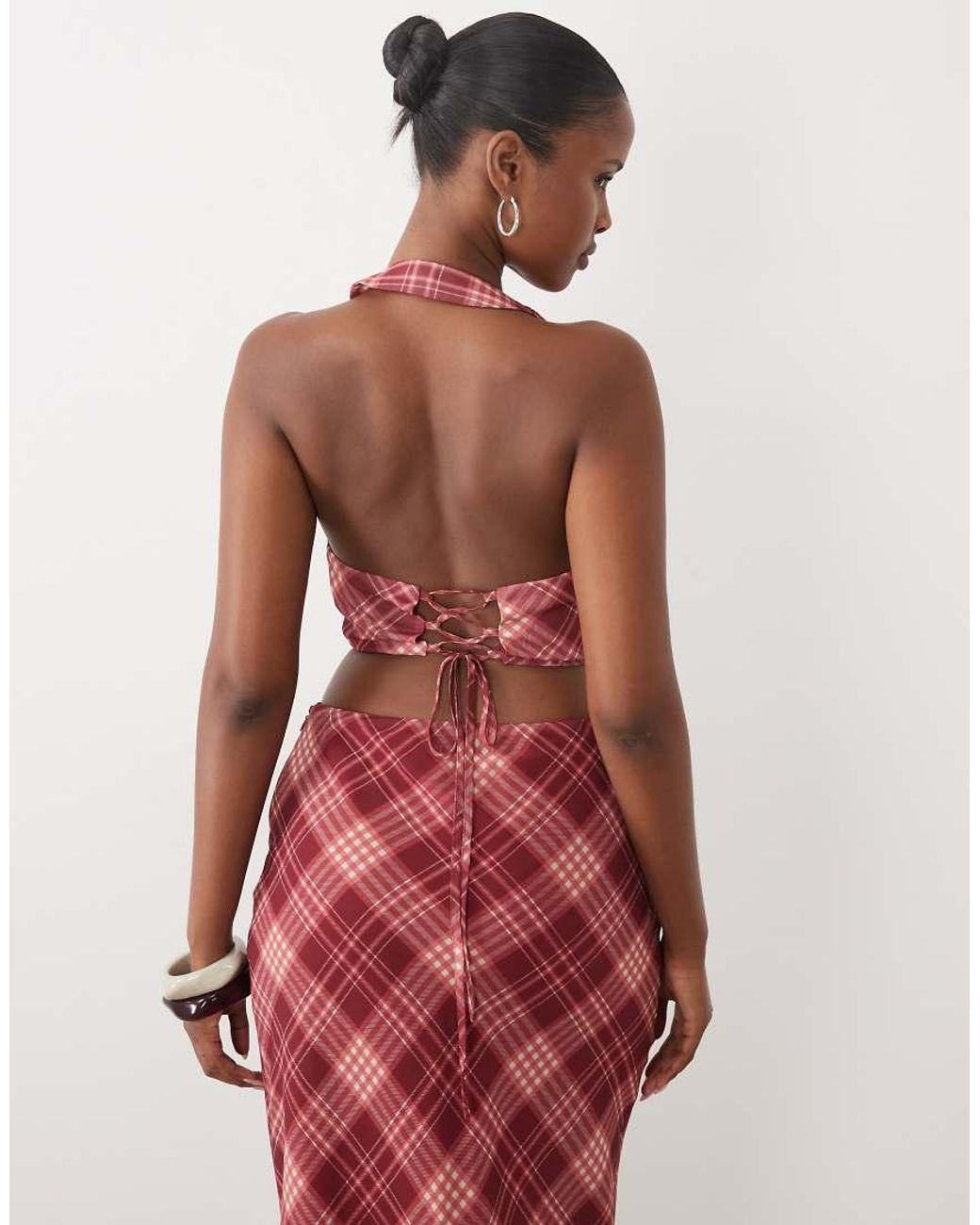 The Frolic Red Exclusive Cowl Neck Top Co-Ord