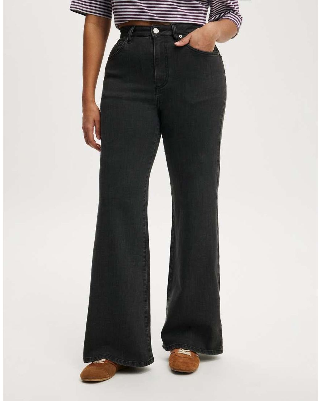 Cotton On Black Curvy Stretch Wide Jean