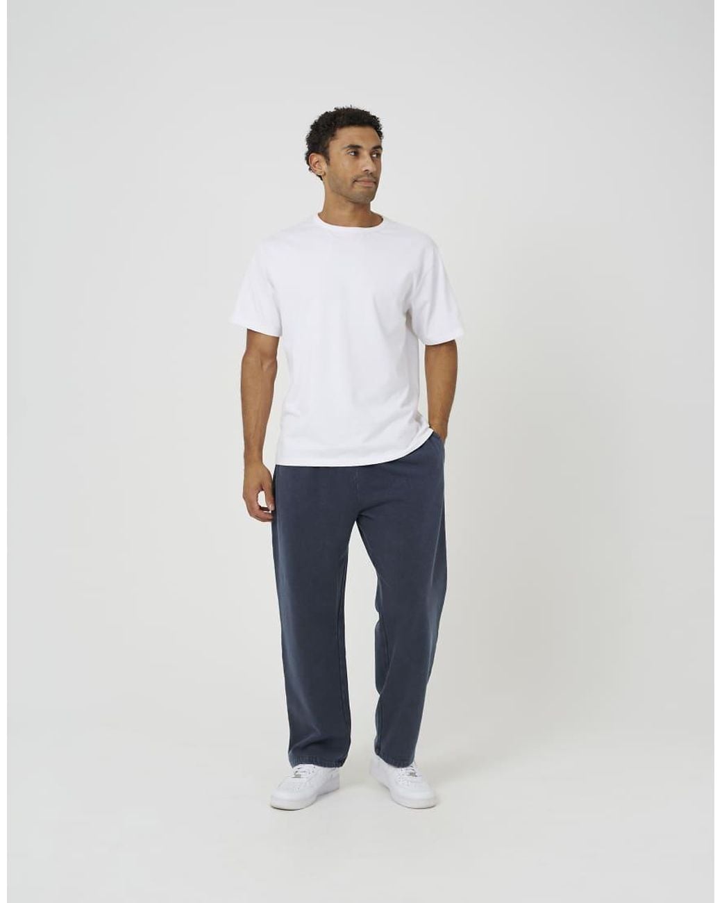 Brave Soul Blue Acid Wash Wide Leg Joggers for men