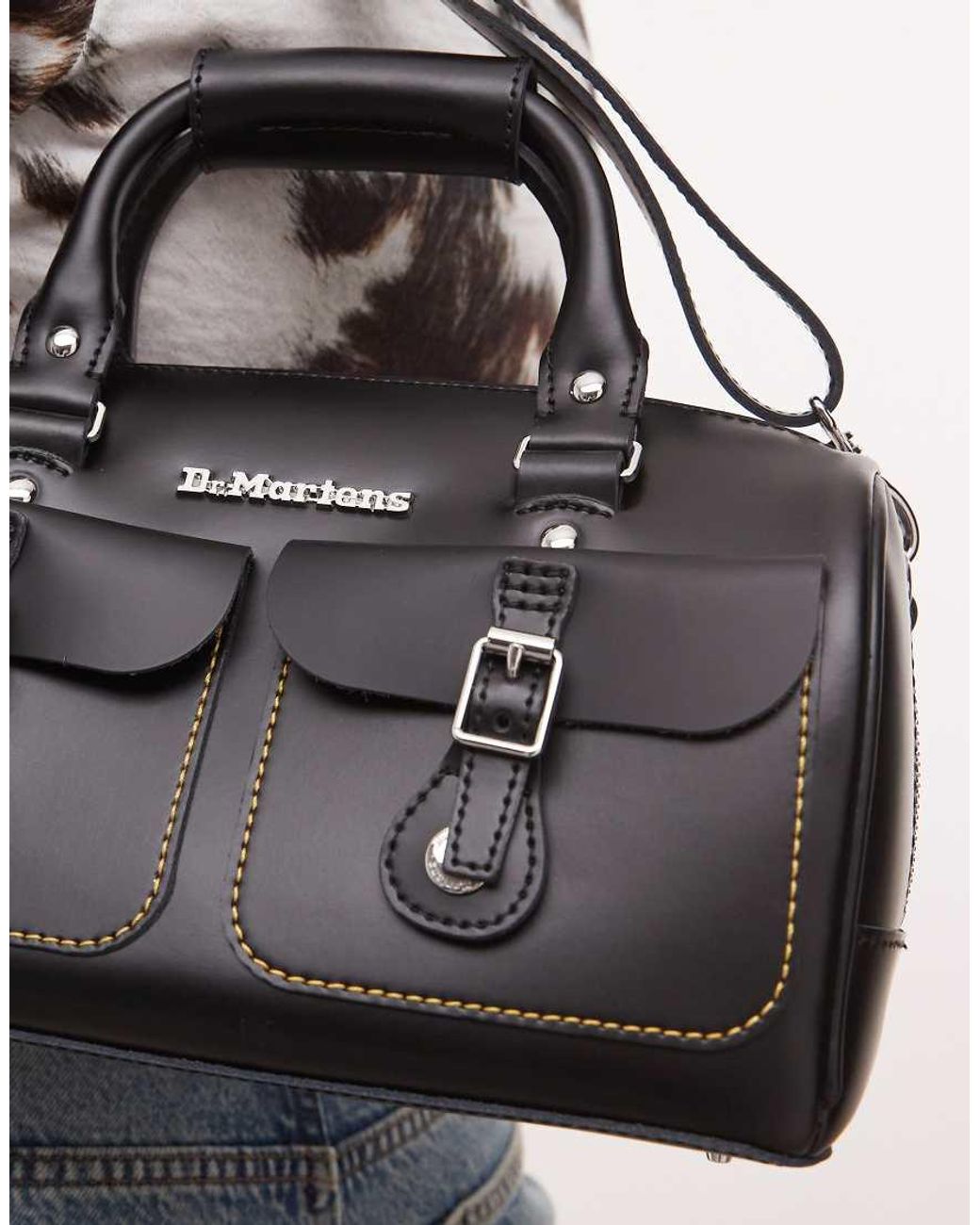 Borsa Nera Con Manico Superiore E Cuciture A Contrasto di Dr. Martens in Gray