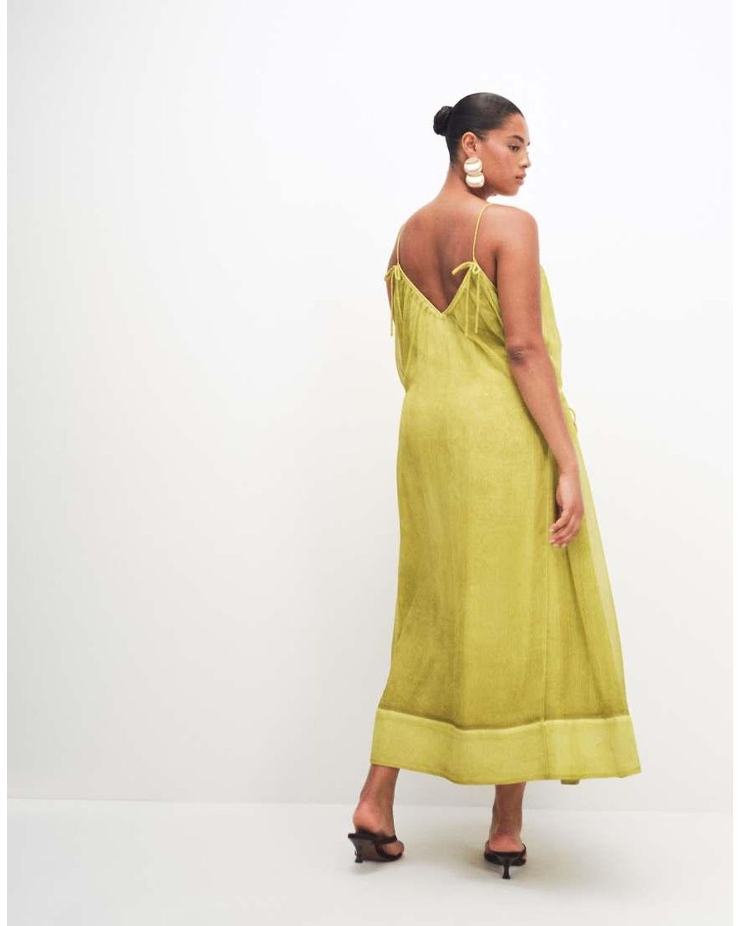 ASOS Yellow Asos Design Curve Smock Cami Maxi Dress With Tie Side Detail