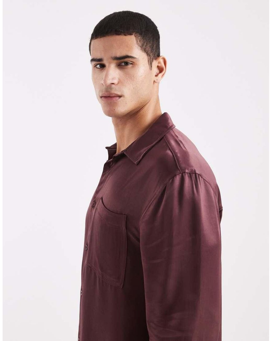 ASOS Red Relaxed Satin Shirt for men