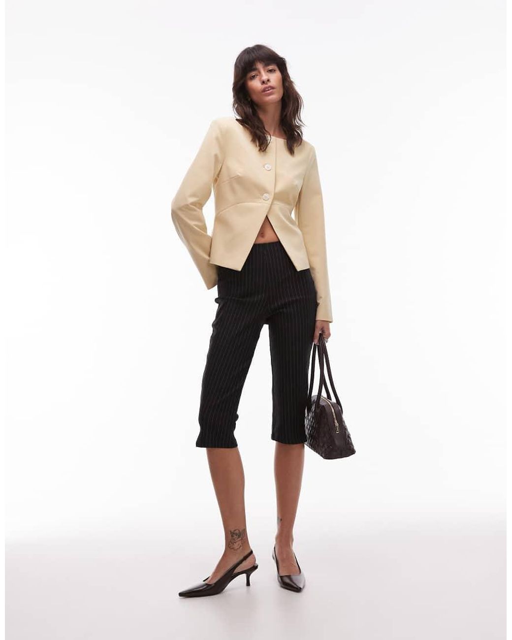 ASOS White Bengaline Capri Trouser With Split