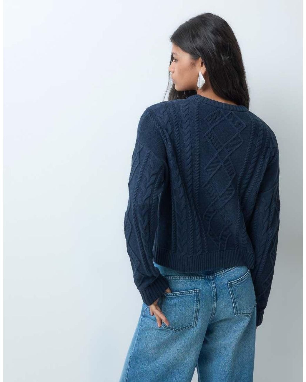 Mango Blue Teen Cable Knit Sweater