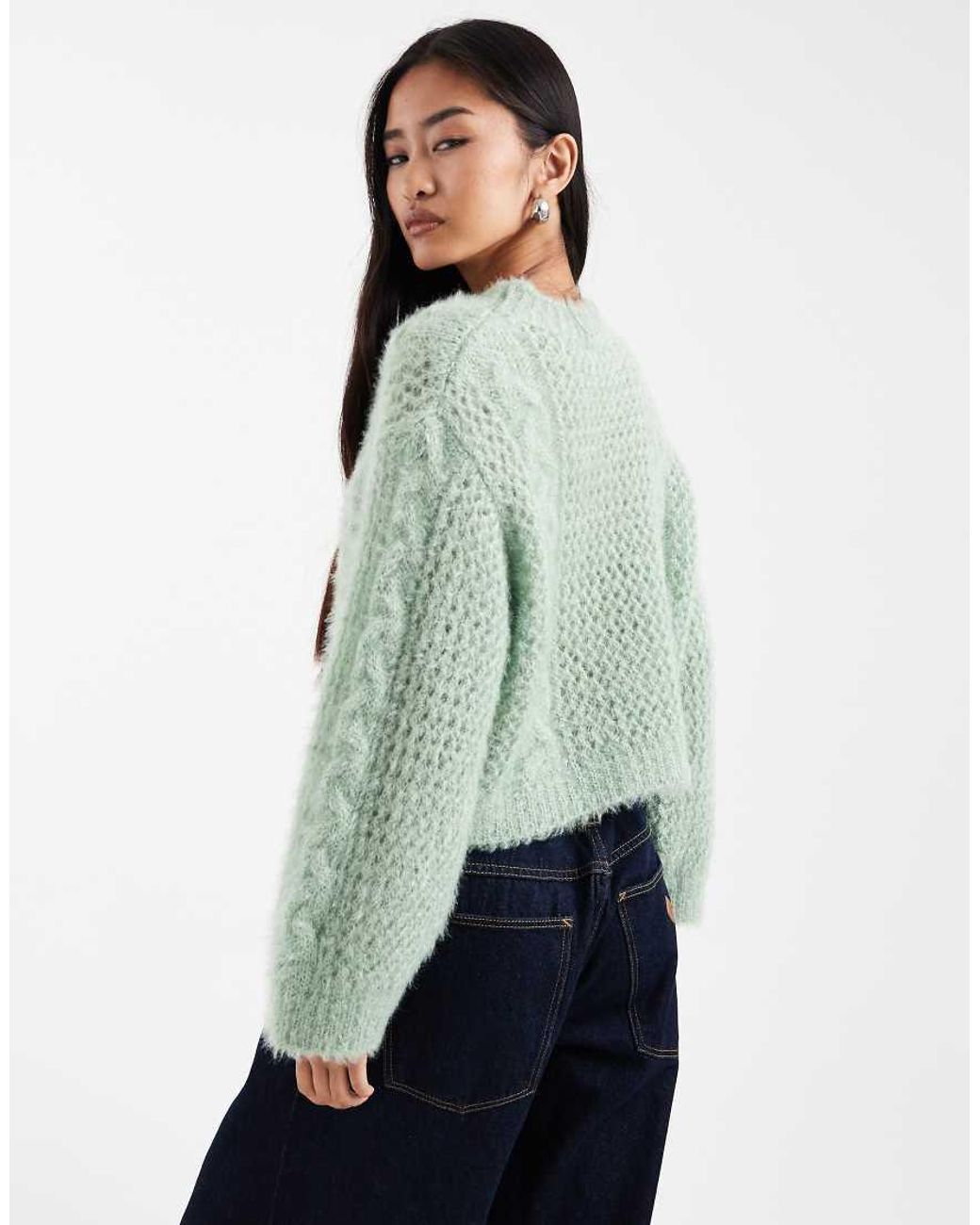 Miss Selfridge Green Chunky Cable Knit Jumper