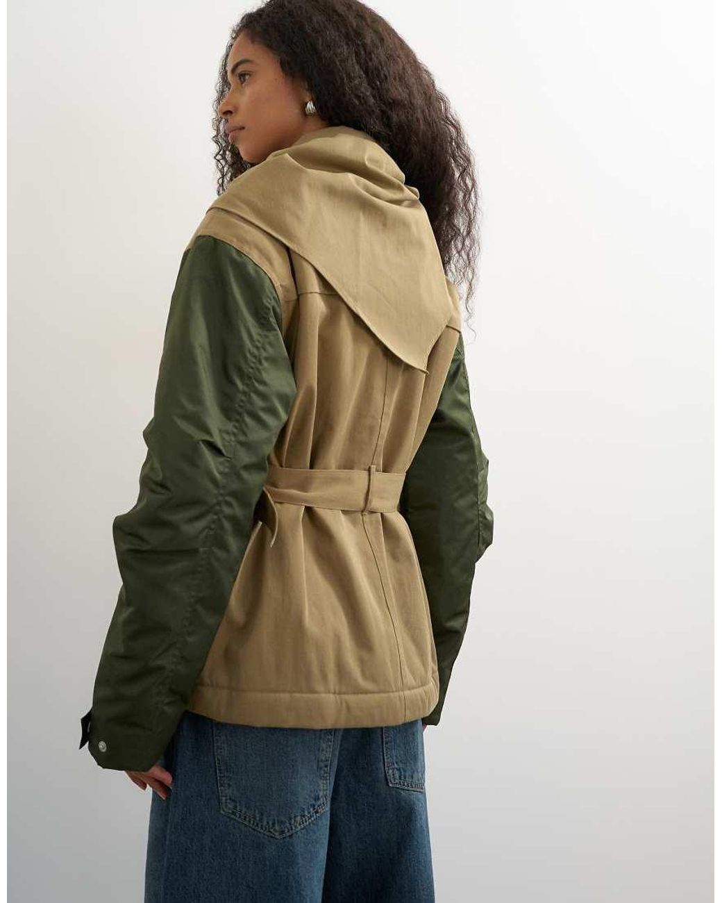 TOPSHOP Green Patch Hybrid Utility Jacket