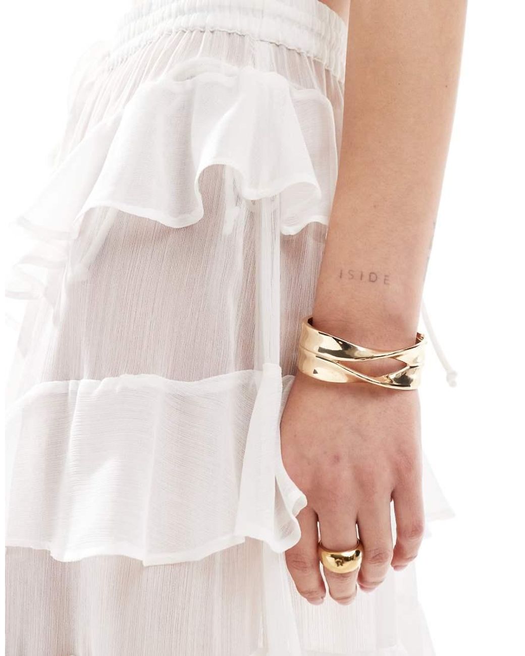 Miss Selfridge White Beach Chiffon Ruffle Tiered Maxi Skirt