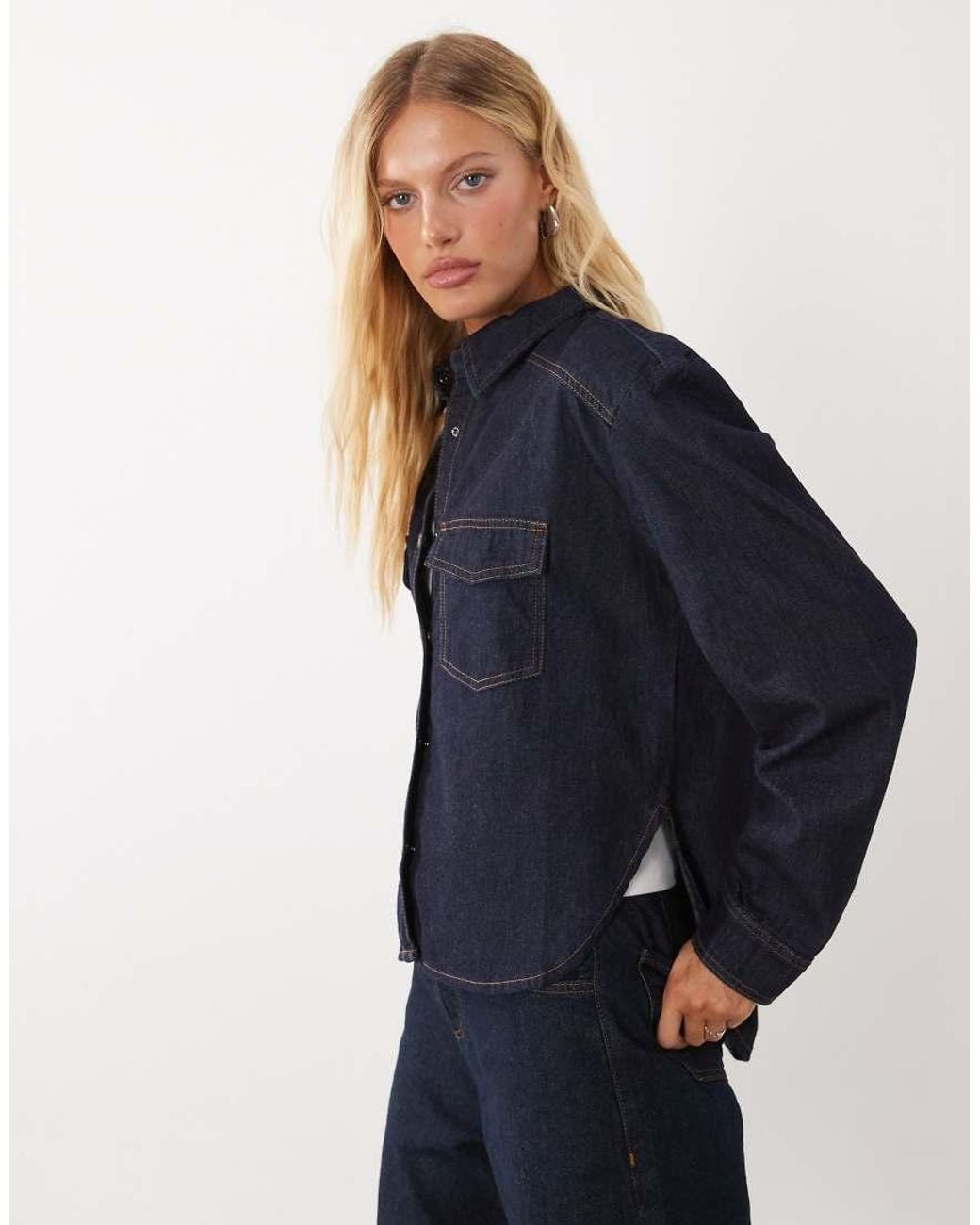 Mango Blue Classic Denim Shirt
