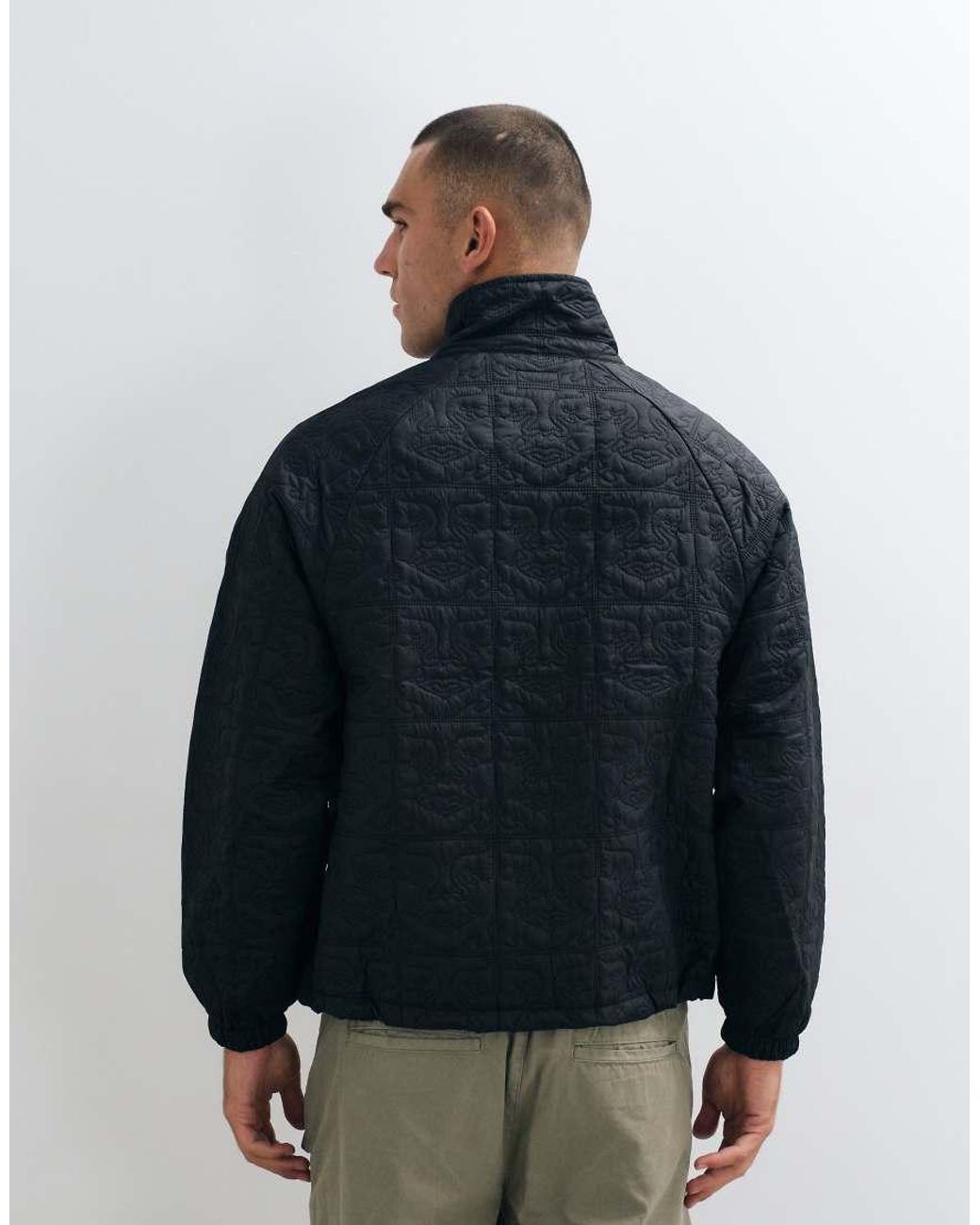 Giacca Trapuntata Nera di Obey in Blue da Uomo