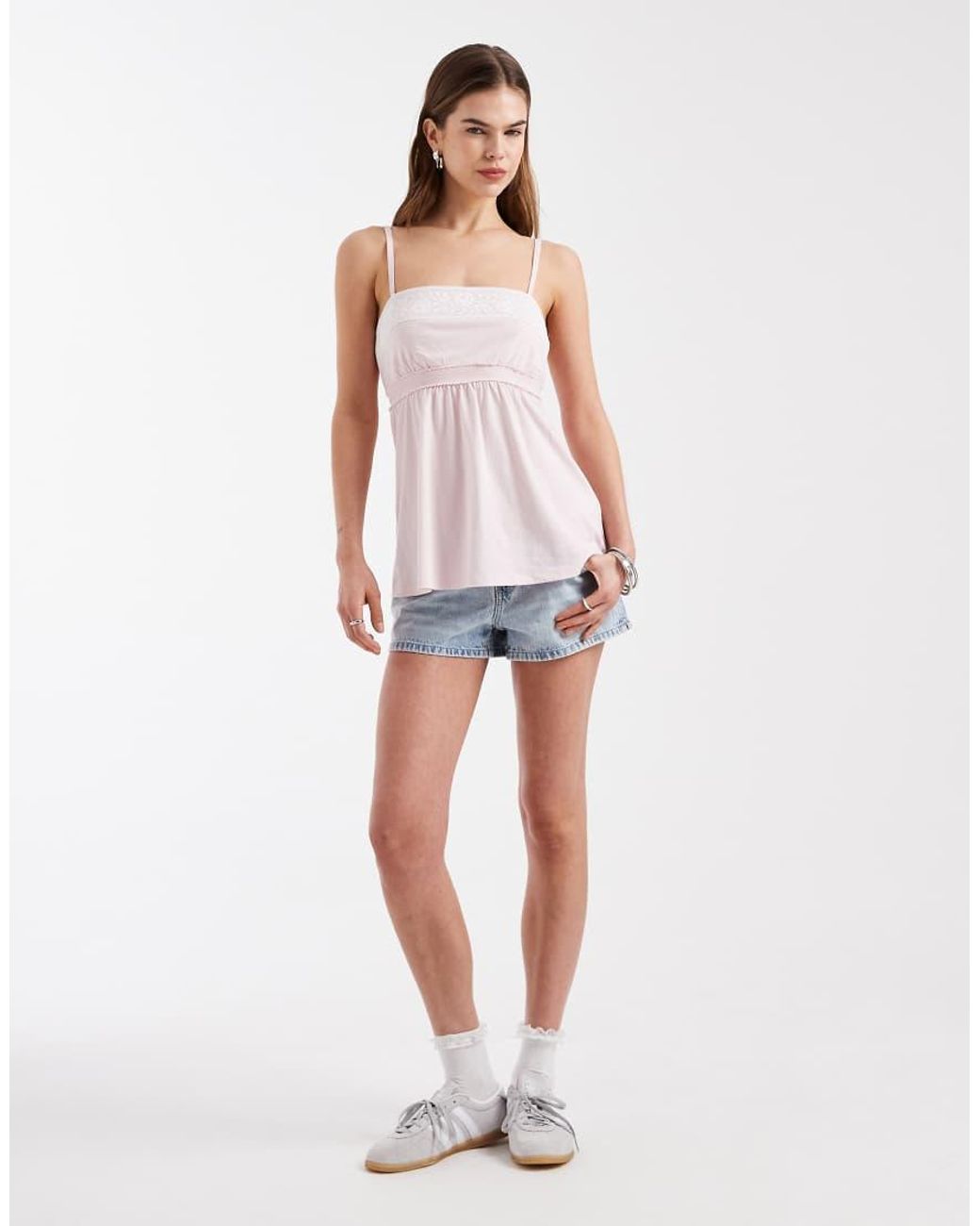 Hollister White Lace Trim Babydoll Cami