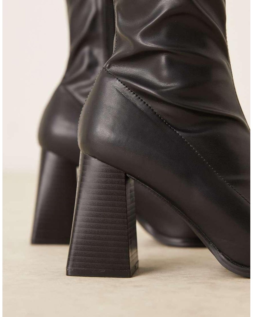 Raid Black Whisper Block Heeled Ankle Boots With Pointed Toes