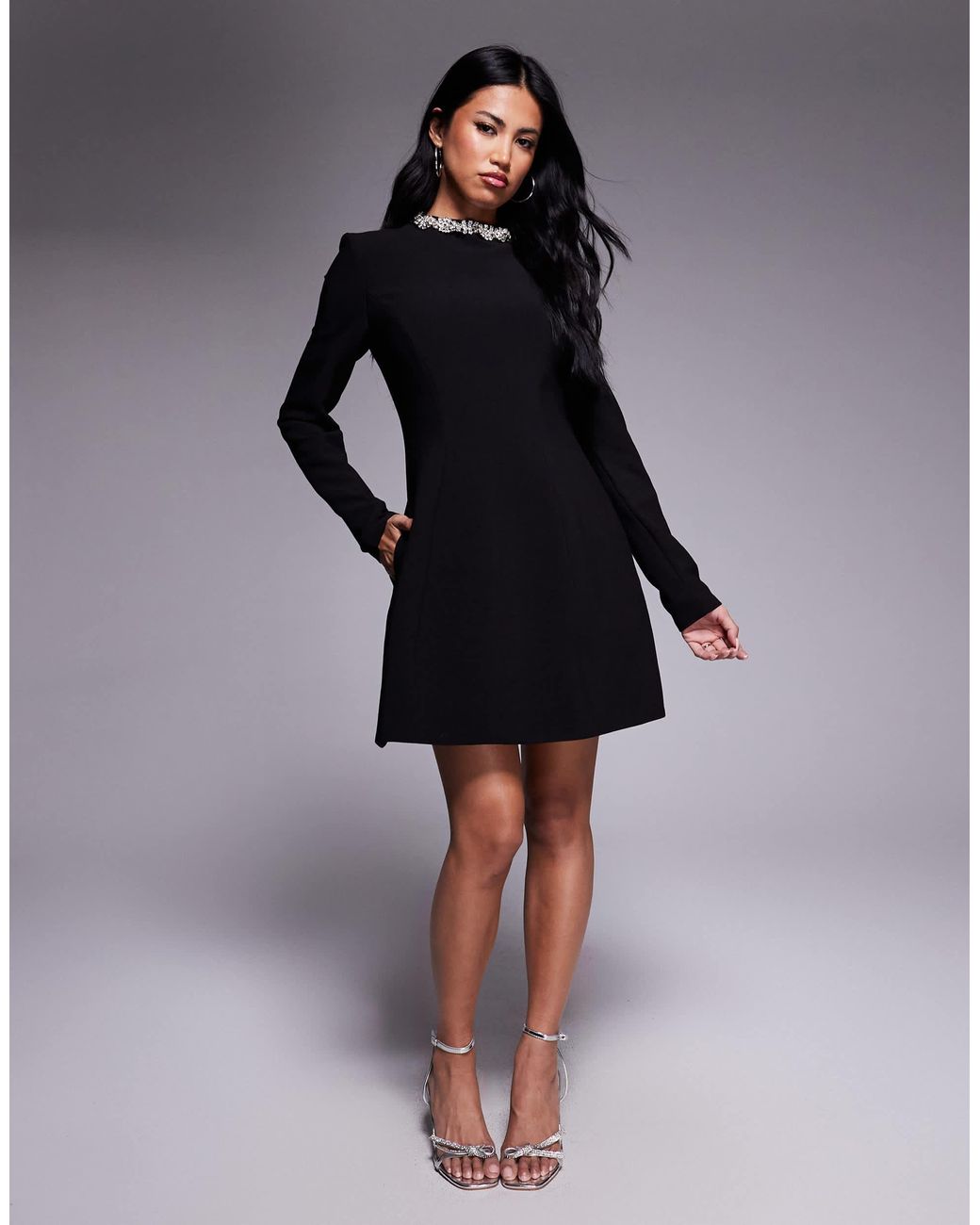 Bardot Delphi Long Sleeve Mini Dress in Blue | Lyst