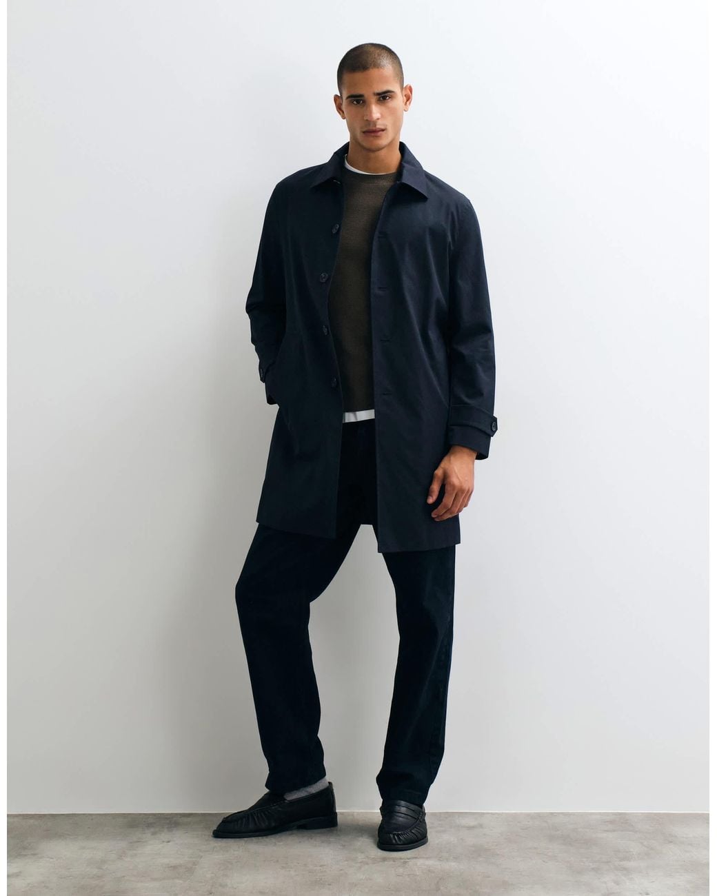 Mango Blue Trench Coat for men