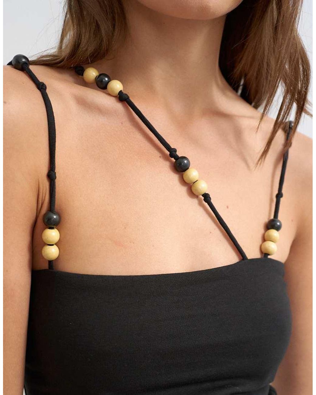 TOPSHOP Black Multi Beaded Strap Vest