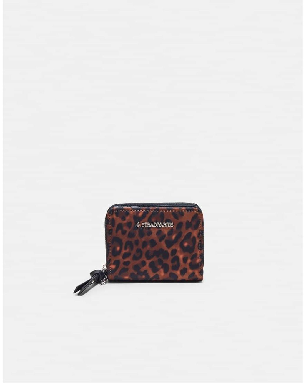 Stradivarius Brown Leopard Print Card Holder Purse