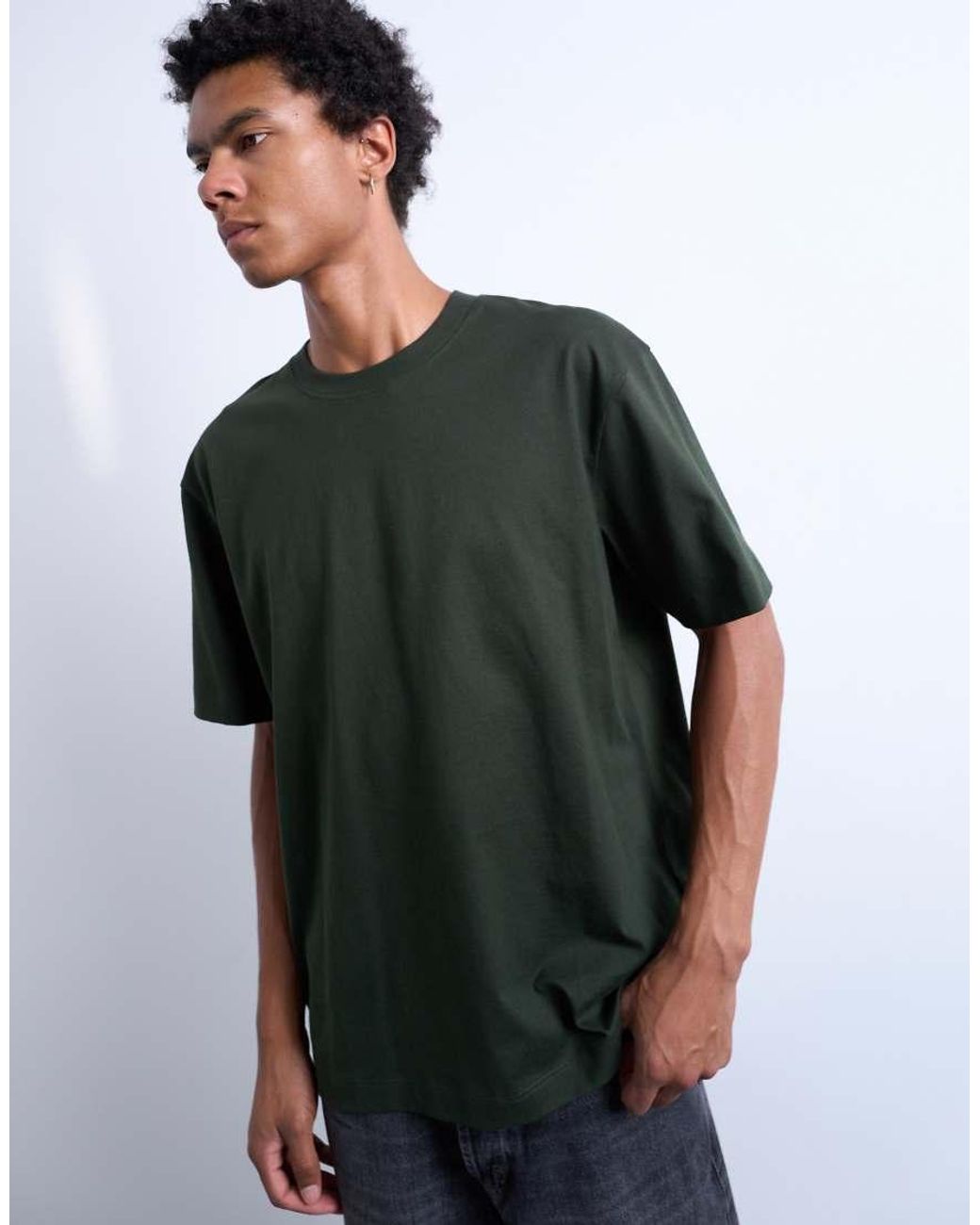 Topman Green Relaxed T-Shirt for men