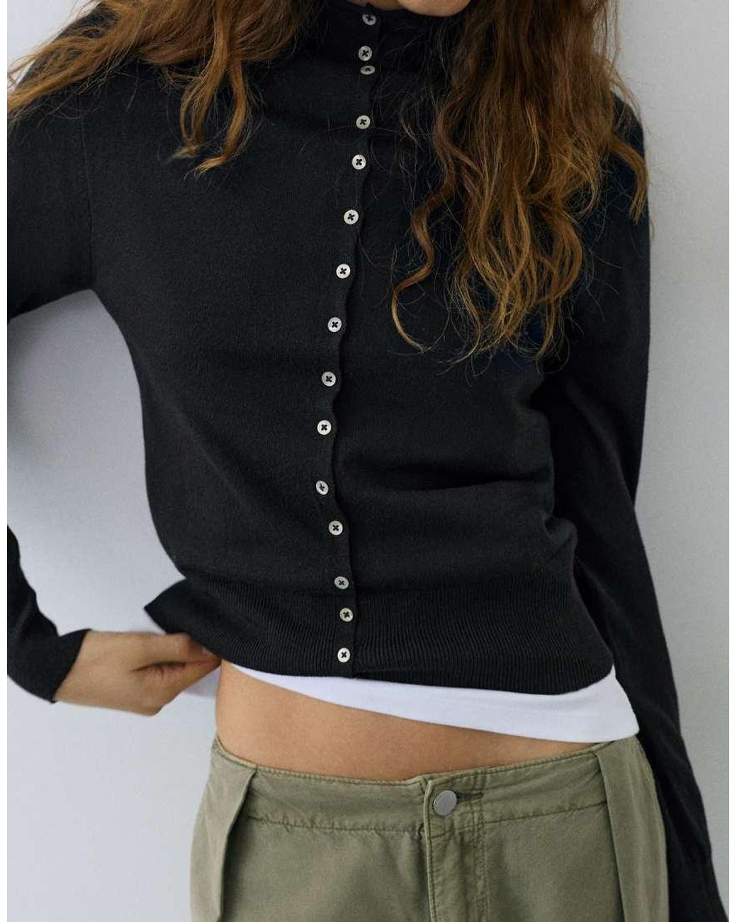 Pull&Bear Black High-neck Cardigan